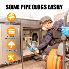 8-Piece Drain Snake Drill Attachment, Cutter and Auger Set, Compatible with 50FT-100FT Drain Cleaning Machines, Fits 5/16-inch to 3/4-inch Drain Snake Cables