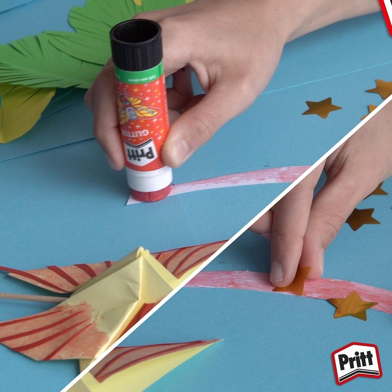 Pritt PGGS2 - Colla Stick colorata con Glitter, rosso/giallo