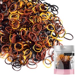 EXTRA STRONG 500 Mini Hair Rubber Elastics Multi Pack for Kids Stretchy Elastic Braiding Bands for Girl Braids, Small - Brown
