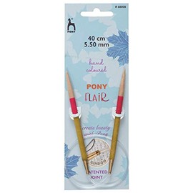 Pony Flair Hand Coloured Fixed Circular Knitting Needles - 40 cm (5.50 mm)