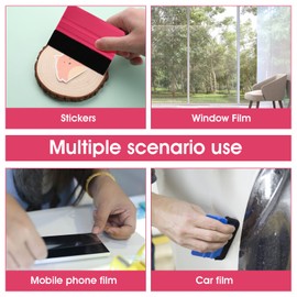 ASTER Set of 2 Squeegee 10 x 7.2 cm Plastic Felt Squeegee with Felt Edge, Felt Squeegee Tool for Car Films, Protective Films, Furniture Films, Wall Sticker, Scraper, Film Squeegee with Soft Felt Cloth