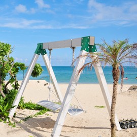 BeneLabel A-Frame 2 Swing Set Brackets, Heavy Duty Steel Swing Set Hardware with Mounting Hardware, DIY Swing Set End Bracket Swing Set Kit for 2 (4x4) Legs & 1 (4x6) Beam, Green