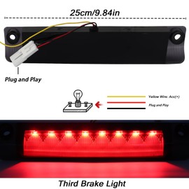 BINQIGOO Smoked Lens 9-LED Third Brake Light Assembly Compatible With Toyota 4Runner Highlander Prius Sienna etc., LED 3rd Brake Lamp Rear Center Roof High Mount w/Strobe Brake Feature (Smoked)