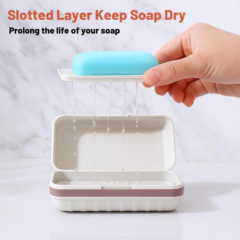Soap Dish With Lid, Travel Soap Case, Leakproof Soap Container