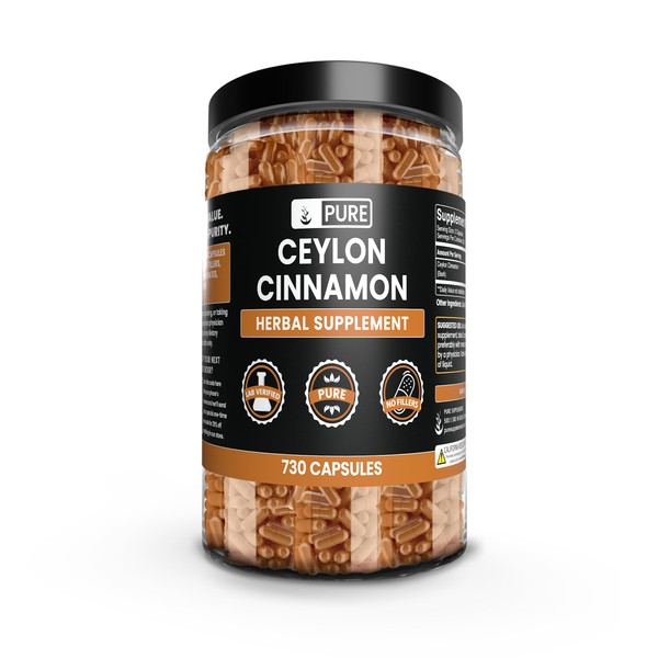 Pure Original Ingredients Ceylon Cinnamon (730 Capsules) No Magnesium or Rice Fillers, Always Pure, Lab Verified