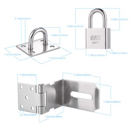 Door Hasp and Staple with Padlock, 90-Degree Door Lock with Keys and Screws, Stainless Steel Garden Gate Lock, Bedroom Door Lock Extra Security, Gate Lock for Shed Door Wooden Gate Storage Box
