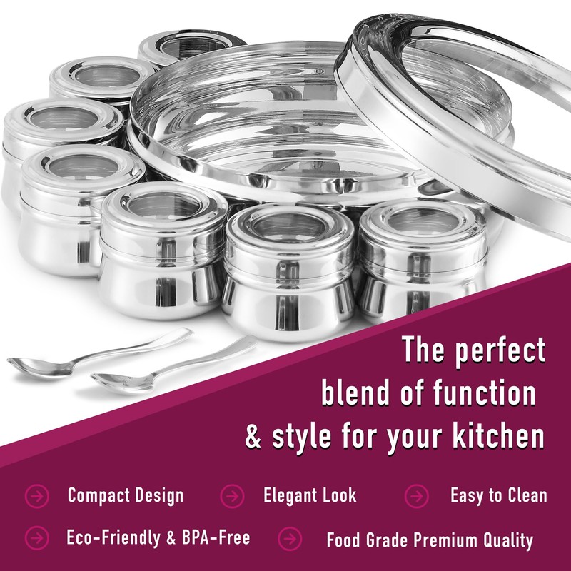 KSJONE Large 22cm Premium Spice Tin Masala or Dry Fruit