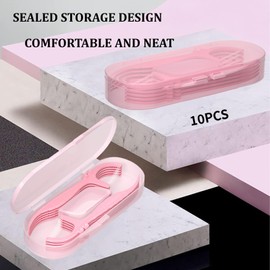 10 Packs Twin-line Travel Dental Floss Pick Case, Holder, Come with 100pcs Premium BAIDENTAL Toothpick Flossers Dental Picks for Teeth Cleaning, Sealed Portable Refillable, Pink.