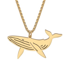 DALANE Stainless Steel Cute Whale Necklace 18k Gold-Plated Pendant Sea Sea Animals Jewellery Gifts for Women Girls Charms Decor, Stainless Steel, No Gemstone