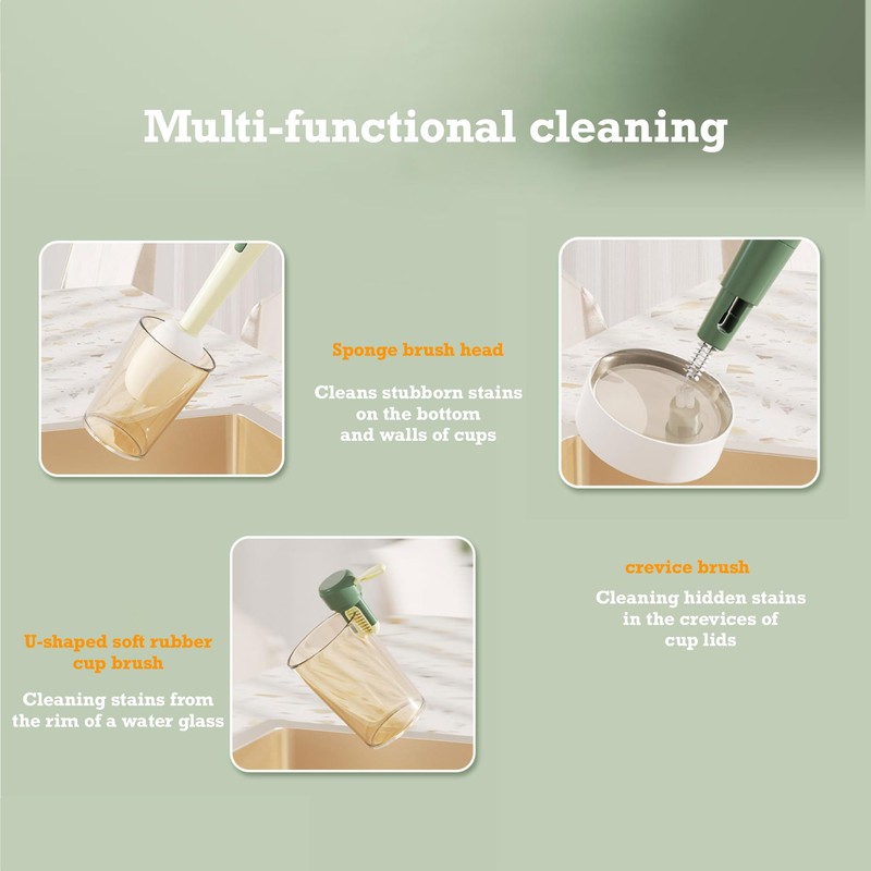 GCFTIFF 3 in 1 Multipurpose Bottle Cleaning Brush, 3 Pieces