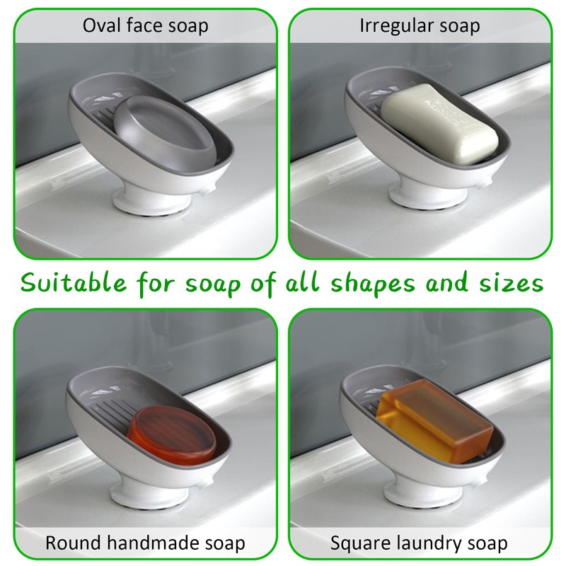 Desuibao Self Draining Soap Dish for Bathroom Sink Shower Suction
