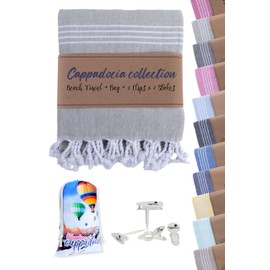 Quick Dry Beach Towel with Carrying Case- (70 inch x 35 inch) Extra Large Thin Turkish Cotton, Sand Resistant, Fast Dry, Lightweight & Packable Towel for Adults & Women, Pool, Swim, Beach Gifts