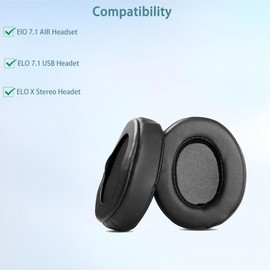 ElO 7.1 X Ear Pads, HAIZEEN Ear Pads Compatible with Roccat ElO 7.1 AIR/ELO 7.1 USB/ELO X Stereo Headphones Ear Pads Replacement Cushion (Protein Skin/Memory Foam)