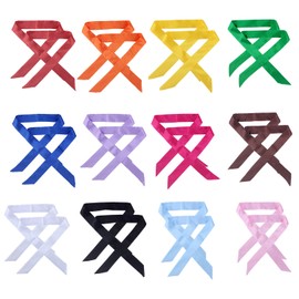 CHUNG 20/24/25 Pcs Skinny Neckerchief Hair Scarf Headband Handbag Handle Wrap Ribbon Tie for Women Fashion Decoration, 12 Pairs Solid Color, 1 Count (Pack of 24)