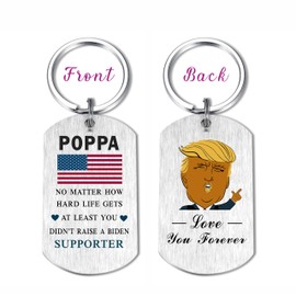 EE&YU Poppa Gifts - Love My Poppa Funny Birthday Keychain Stuff Present for Men