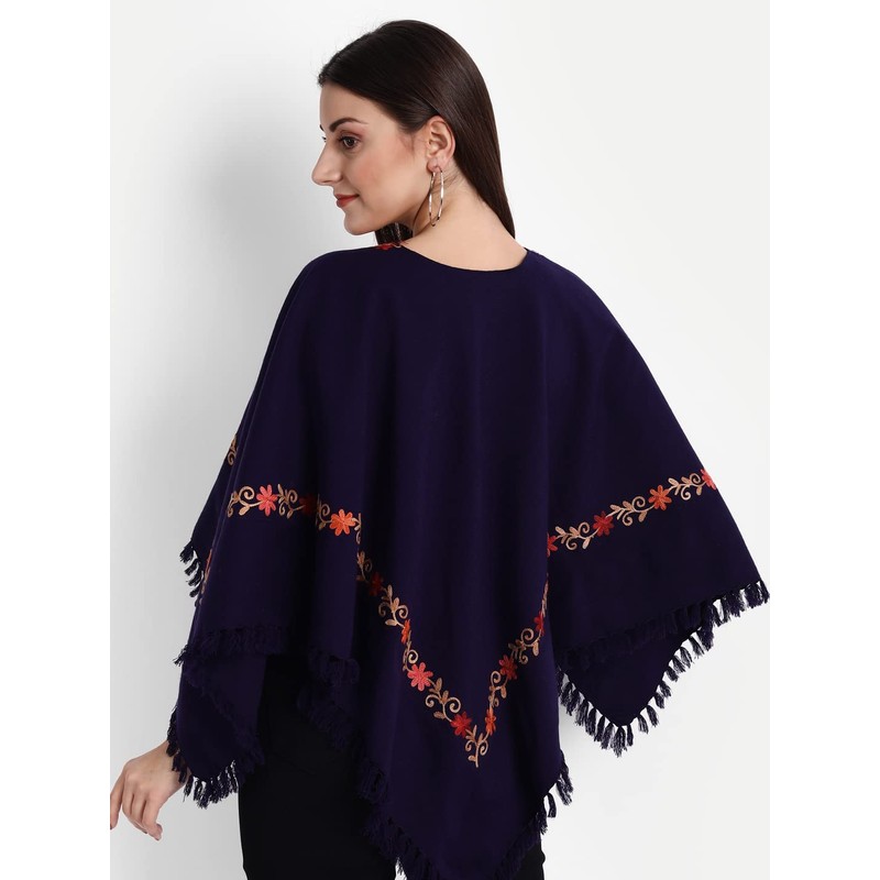 Zamour Indian Kashmiri Women's Poncho/Overcoat Hand Embroidery Paisley Work with