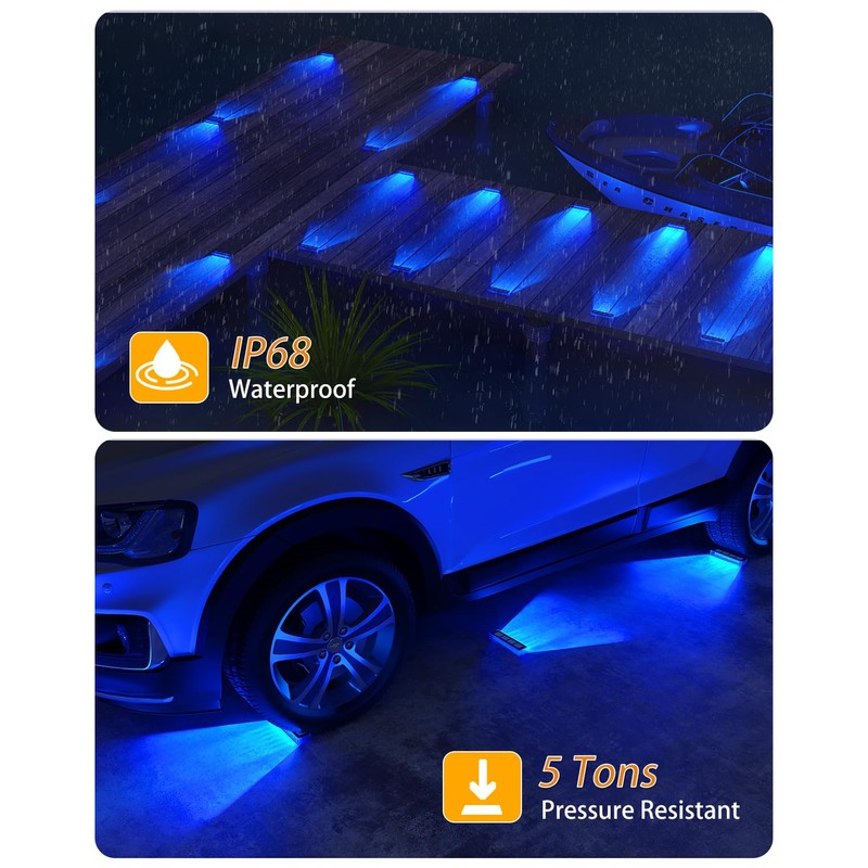 DetarZinLED Blue Solar Lights for Outside,8 Pack Solar Deck Lights