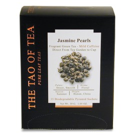 The Tao of Tea Jasmine Pearls Box Pyramid Sachets, 1.05 Ounce, Box of 15 Sachets