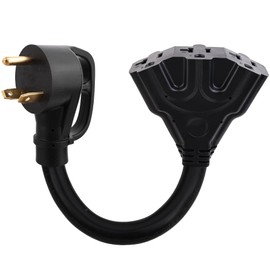 30 Amp to 110V RV Distribution Adapter Cord NEMA TT-30P to Triple 5-20/5-15R Generator Trailers Converter Cable Plug to Triple 20/15 Amp Household Outlets Heavy Duty