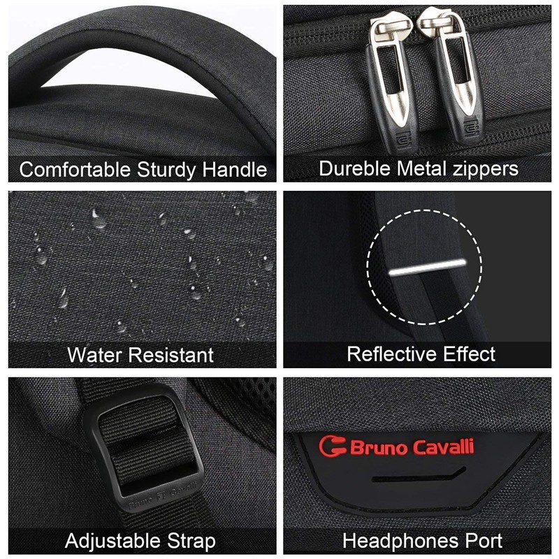 KASIBON Laptop Backpack with USB Charging&Headphone Port,Anti-Theft with Breathable Padded