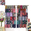 Patchwork Curtains, Hippie Patchwork Pattern Flowers Window Treatments, Retro Rod