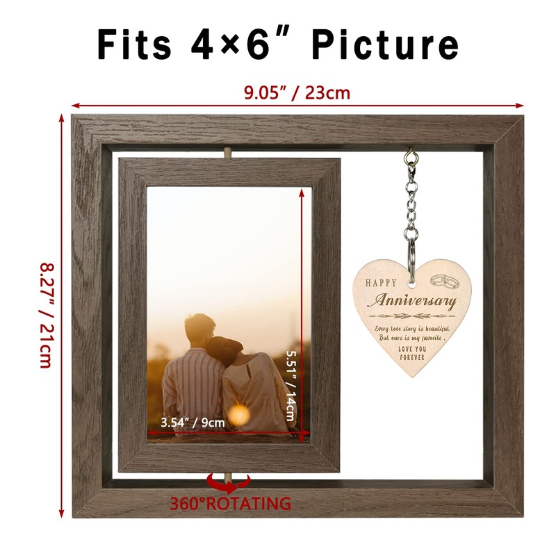 EYITUPC Happy Anniversary Photo Frame Gifts for Her, Rustic Wood