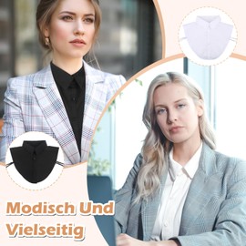 Pack of 2 Women's Shirt Collar Insert, Collar Insert, Black, Blouse Insert, Shirt Extension with Interchangeable Button, Removable Collar for Shirts, Suits, Sweaters, Black and White