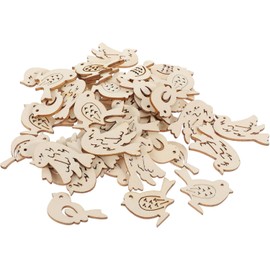 50Pcs Wooden Bird Craft Embellishments, Natural Unfinished Wood Slices for Scrapbooking and Home Decor, Hollow Mini Bird Pendants DIY Handmade Ornaments