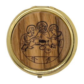 Venerare 2" Pyx for Holy Communion with Olive Wood Medallion (Last Supper)