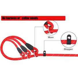 PETESCORT Lead Dog Leash, Heavy Duty 1/2" 3/8" x 6 FT Strong Rope Leash for Large, Medium & Small Dogs No Pulling Training Leash Highly Reflective Threads(1/2inch x 6Ft,Red)