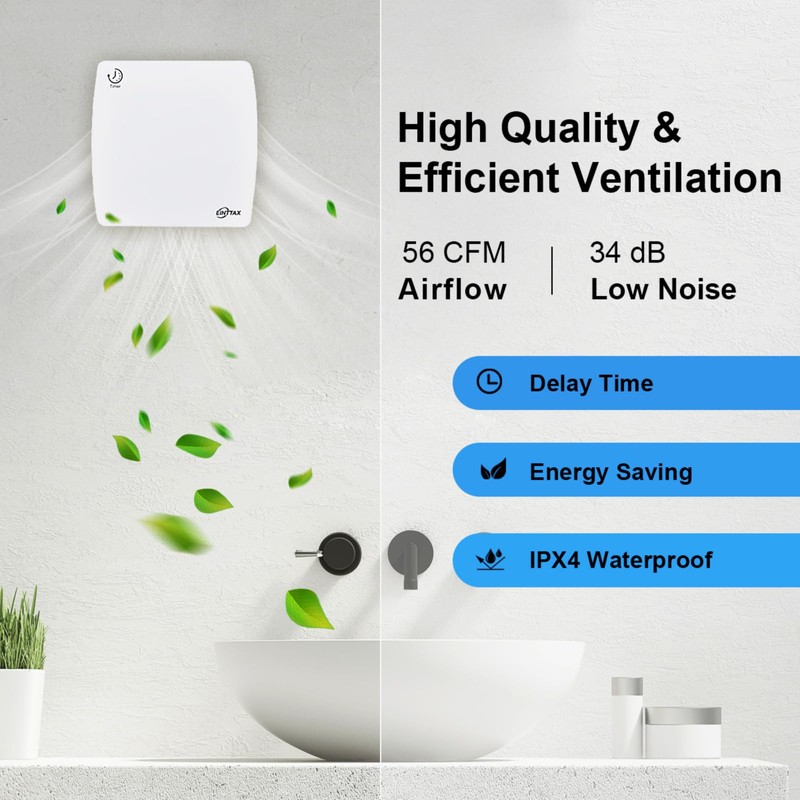 4 Inch Exhaust Fan, 56CFM Wall Mount Bathroom Exhaust Fan