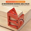 Uadme 3D Multi Angle Measuring Ruler, 45/90 Degree Aluminum Alloy