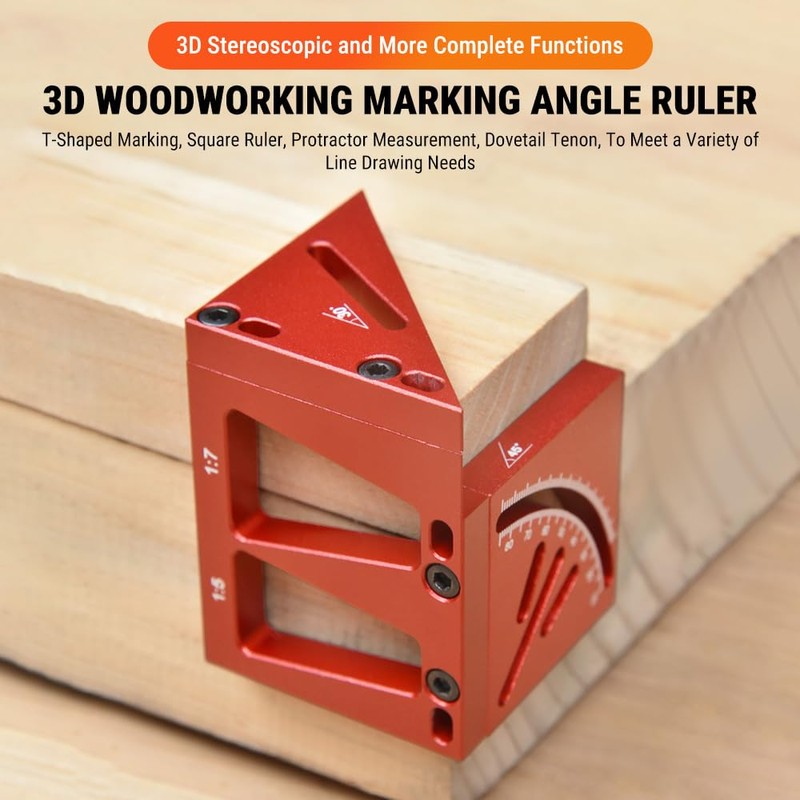 Uadme 3D Multi Angle Measuring Ruler, 45/90 Degree Aluminum Alloy
