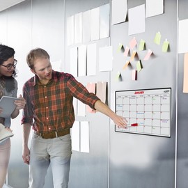 SOLSTM Magnetic Whiteboard for Fridge - A3 Monthly Planner Whiteboard Calendar, Home/Office Memo Board for to Do Lists, Grocery Shopping Lists, Event Reminders & More - Includes 4 Dry Erase Pens