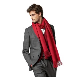 LA FERANI Men's Summer Scarf Cashmere 180 x 70 cm Thin for Formal Occasions Suit Elegant Style Classic Men's Scarf Gift for Him, red
