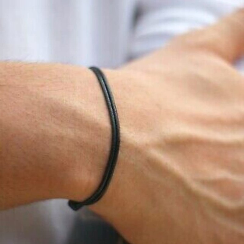 Adjustable Cord Kabbalah Bracelet, Evil Eye/Hand - Black