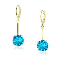 VONSSY Gemstone Drop Earrings, Stylish 18 Carat Platinum/Gold-Plated Leverback Crystal Hanging Earrings, Silver Jewellery Gift for Mother, Daughter, Wife, Crystal, Cubic Zirconia