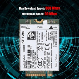 EM7455 Card, 4G LTE WWAN NGFF Module for Dell Latitude, 300 Mbps Max Download Speed, PCIe M.2 Form Factor