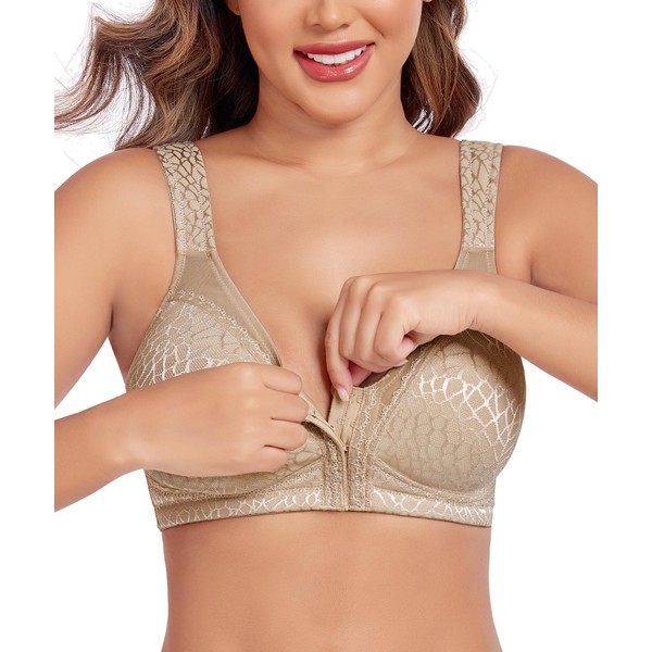 Exclare Women's Front Closure Posture Back Full Coverage Wirefree Everyday
