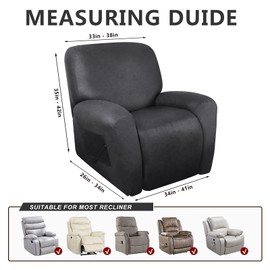 molasofa Leather Like Oversized Recliner Chair Covers, Extra Large Big Man 4 Pieces Lazy Boy Recliner Cover for Wide Recliner Chair for Pets Kids Washable(X-Large, Dark Grey)