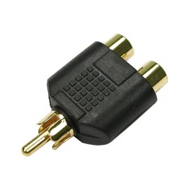 rhinocables Gold Phono Splitter 1x Male RCA to 2x Female RCA (phonos) 1 to 2 Adapter for Speakers, Amps, Audio