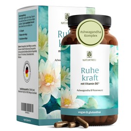 NATURTREU Ashwagandha/Golden Root Capsules, High Dose, 500 mg Each Ashwagandha and Rhodiola Rosea Extract, Centre of calm, Vegan, Plant-Based With No Additives, 120 Ashwagandha Capsules
