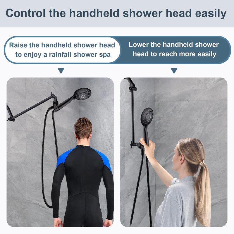 BRIGHT SHOWERS 15 Inch Extra Long Shower Head Extension Arm,