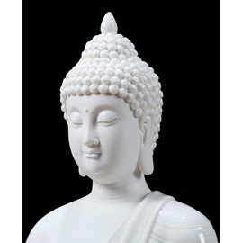 Houlu 12 inch Ceramic Buddha Statues for Home Decor, Small Buddha Decoration Statue Indoor Outdoor - White