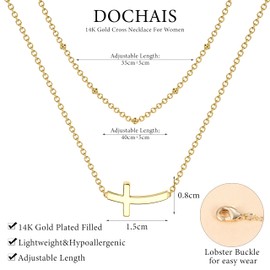Dochais Cross Necklace for Women, Brass Cubic Zirconia, Zircon