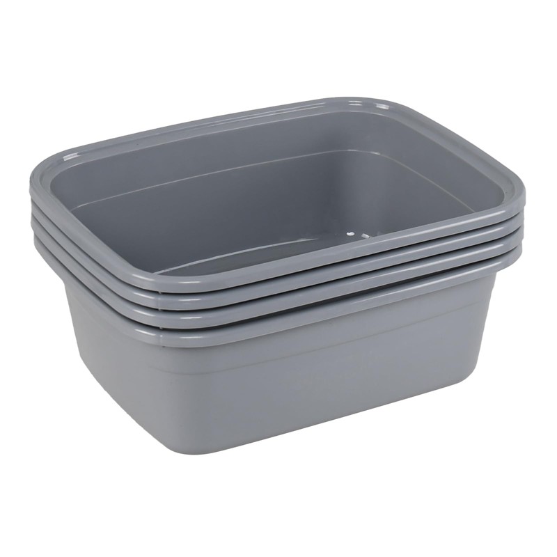 Bblina 12 Quarts Plastic Dish Pan, 4-Pack Rectangular Wash Basin