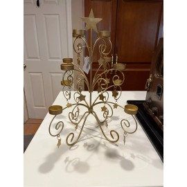 Unbranded Christmas Tree 19"H Metal Gold Star Multiple 12 Votive Candle Holder SPAN 16" NW