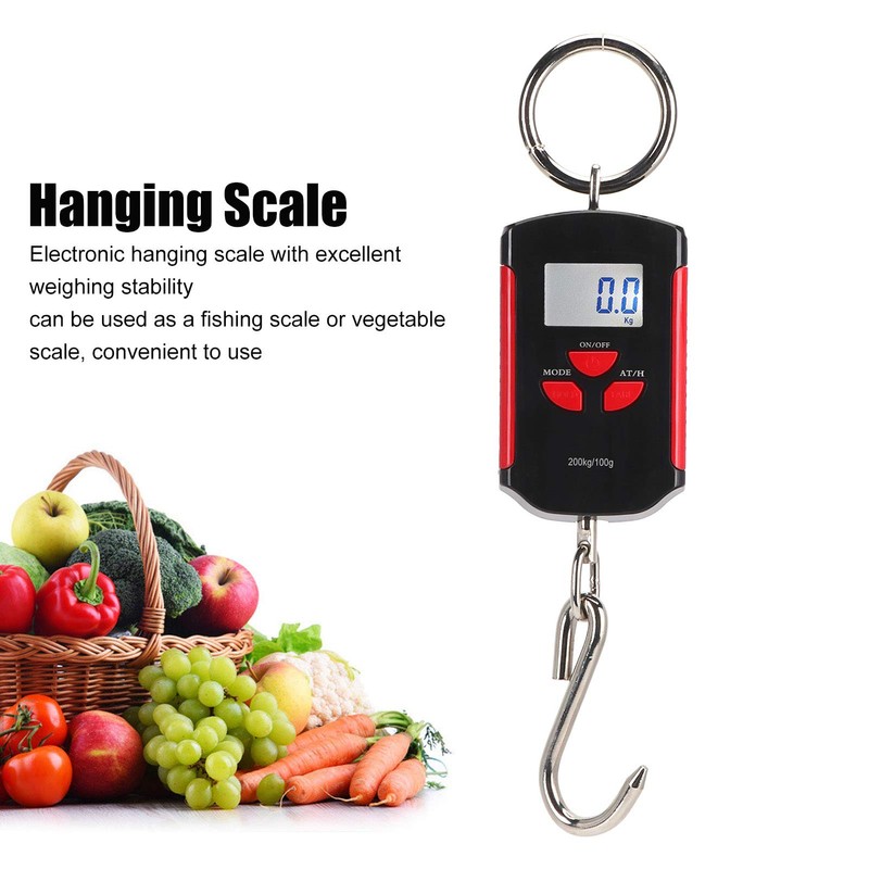 Electronic Scales with Hooks, 200 kg Portable Digital LCD Display