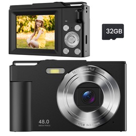 Digital Camera for Kids: Black Camera for Teens - Christmas Birthday Gifts for Boys Girls 8-10 - Toys for Girls 8-13 - Compact Camera for 6 7 8 9 10 Years Old- Toys for Kid Children Toddler