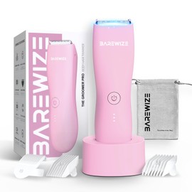 Bikini Trimmer for Women, Pubic Hair Trimmer | Waterproof, USB-C Rechargeable, LED Light, Replaceable Blade | Electric Razors for Women, Electric Lady Shaver (Blush Pink)